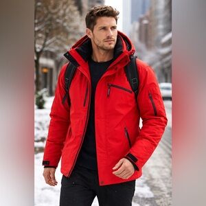 Canadian Men’s Red Insulated Ski Jacket XXL Waterproof Winter Coat